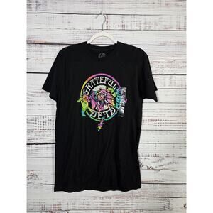 Grateful Dead Dancing Bears Tie Dye Logo Black Band T-Shirt Mens Medium Licensed